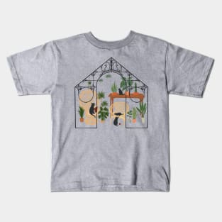 Meow on Chair 02 cat and plant glasshouse Kids T-Shirt